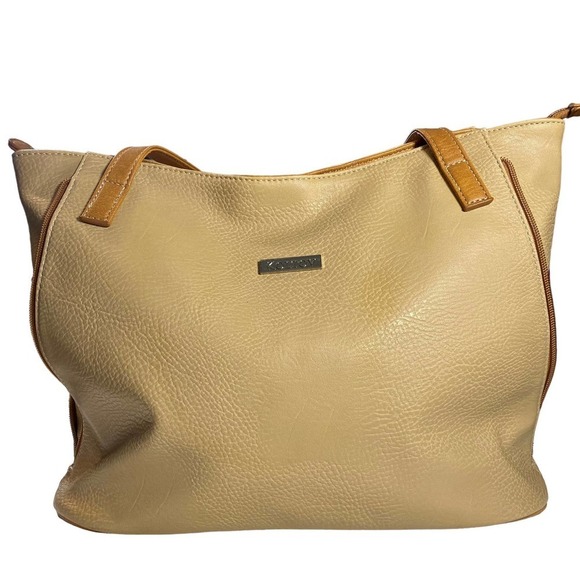 KOLTOV Emily Tote Bag Purse Butternut Pebbled Faux Leather Shoulder Handbag - Picture 1 of 6